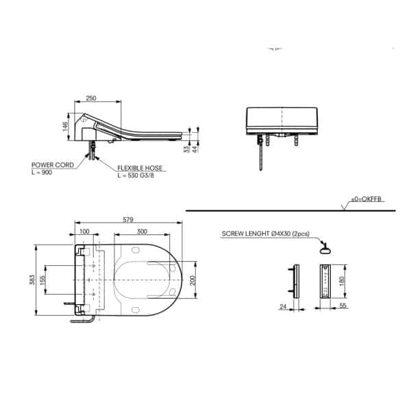 TCF794CG technische tekening Washlet RX