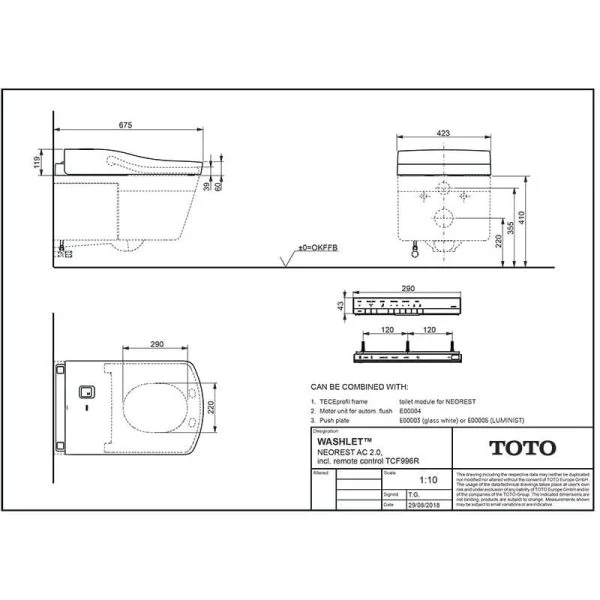 TOTO Washlet AC 2 afmetingen 2jpg