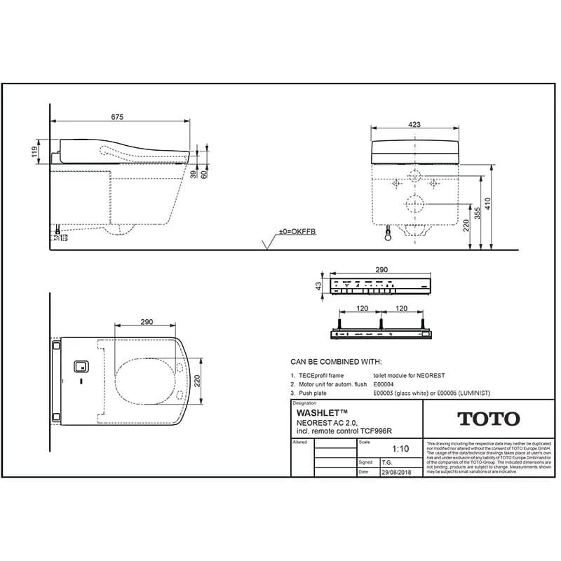 TOTO Washlet AC 2 afmetingen 2jpg