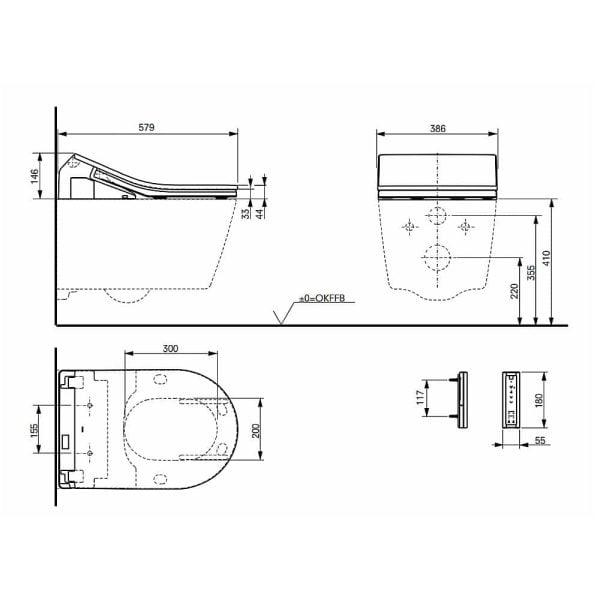 TOTO Washlet RX Afmetingen