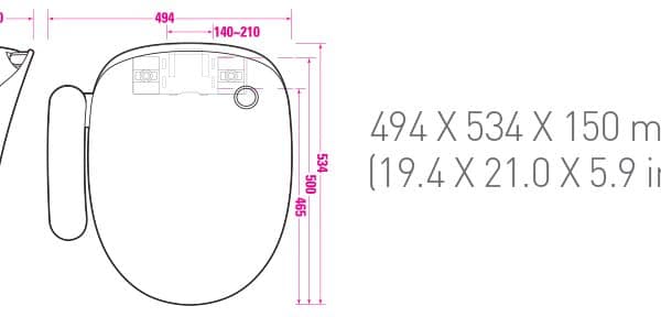 Technische tekening Coway BAS16bidettoilet