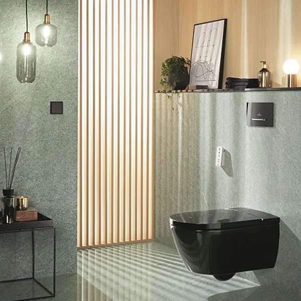 Villeroy and Boch ViClean I100 Dusch WC V0E100S0 385x595mm Oval Glossy Black CeramicPlus 3