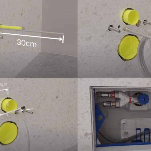 Voorbereidingen water stroom vitra vcare geberit reservoir