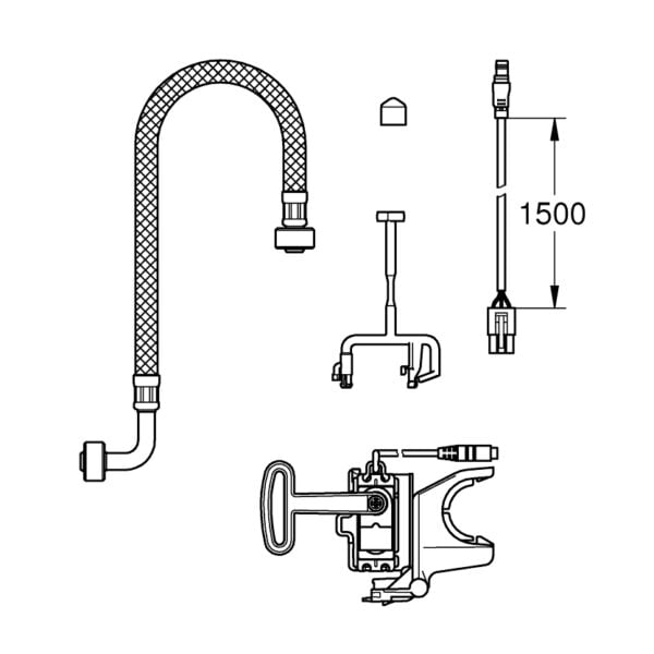 GROHE Sensia Pro Auto flush kit Technische tekening