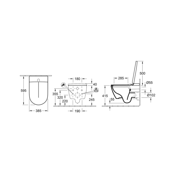 Villeroy Boch ViClean i 200 technische tekening