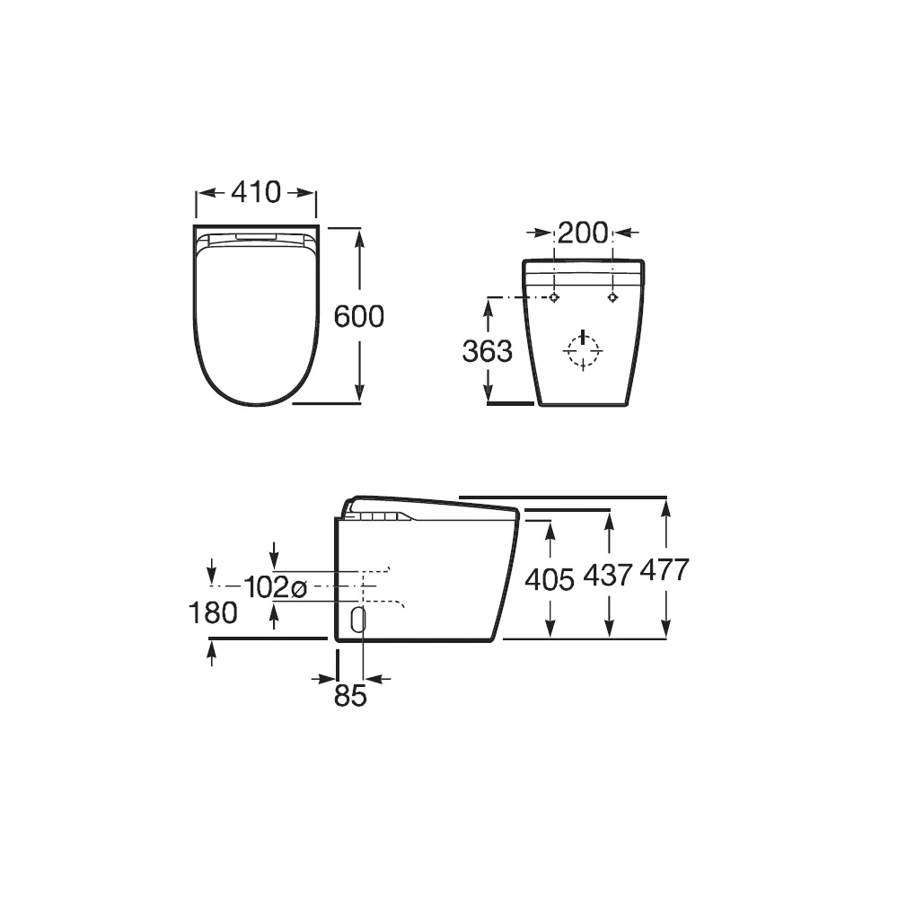 Roca Inwash technische Tekening A803105001