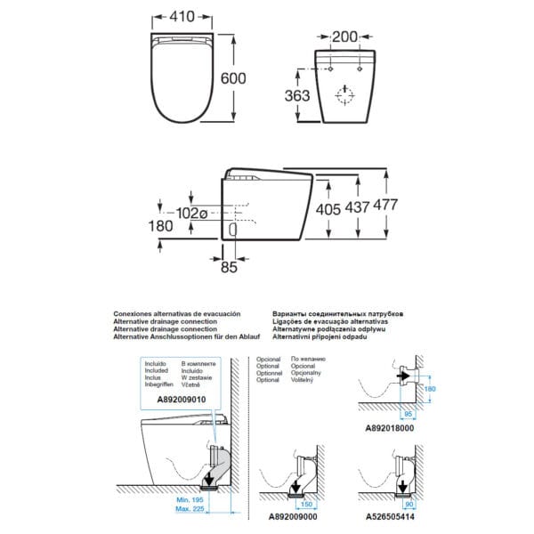 Technische tekeningen montage installatie roca insignia FS