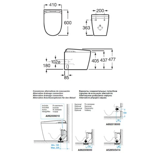 Technische tekeningen montage installatie roca insignia FS