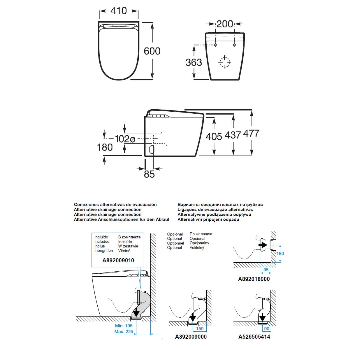 Technische tekeningen montage installatie roca insignia FS