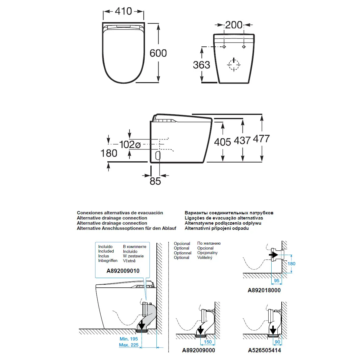 Technische tekeningen montage installatie roca insignia FS