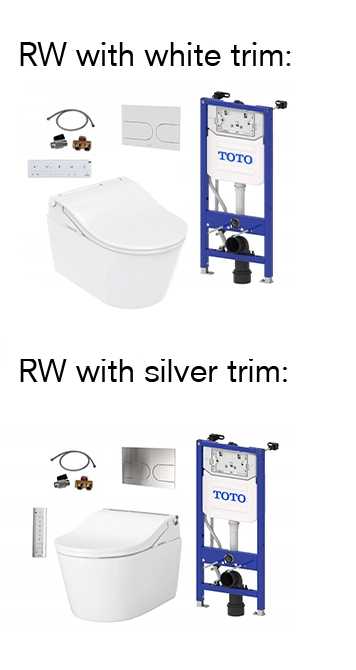 TOTO Washlet RW Silver White Trim auto flush kit set