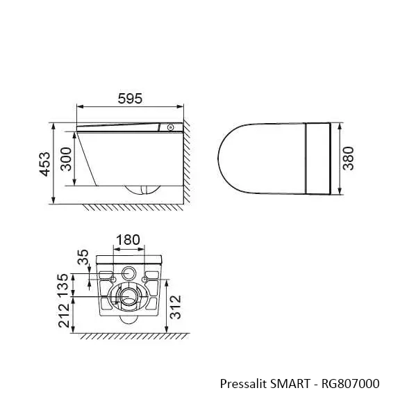 Pressalit SMART technische tekening RG807000