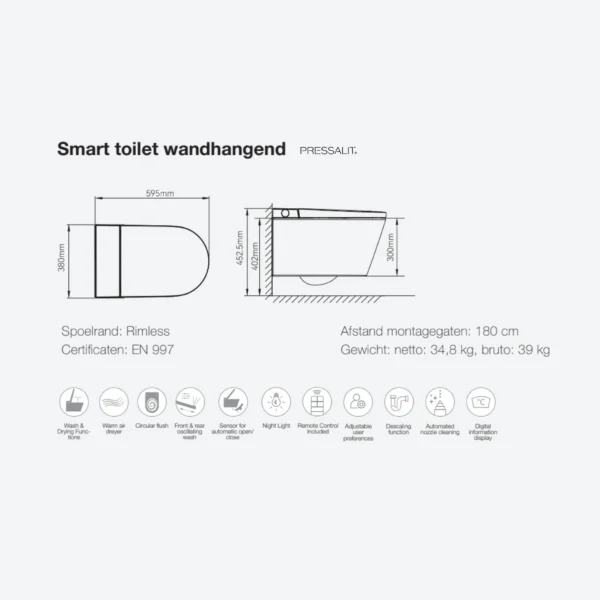 Pressalit Smart douche wc specs